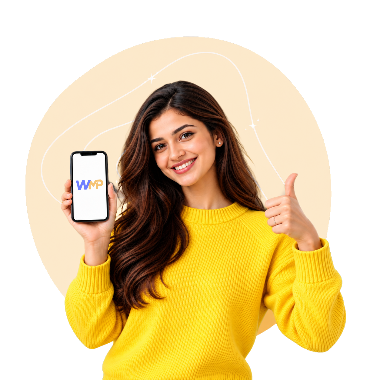 Illustration of girl standing with folded hands